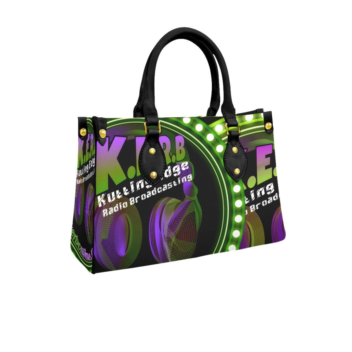 KERB Purple and Lime Logo Purse with Black Handle