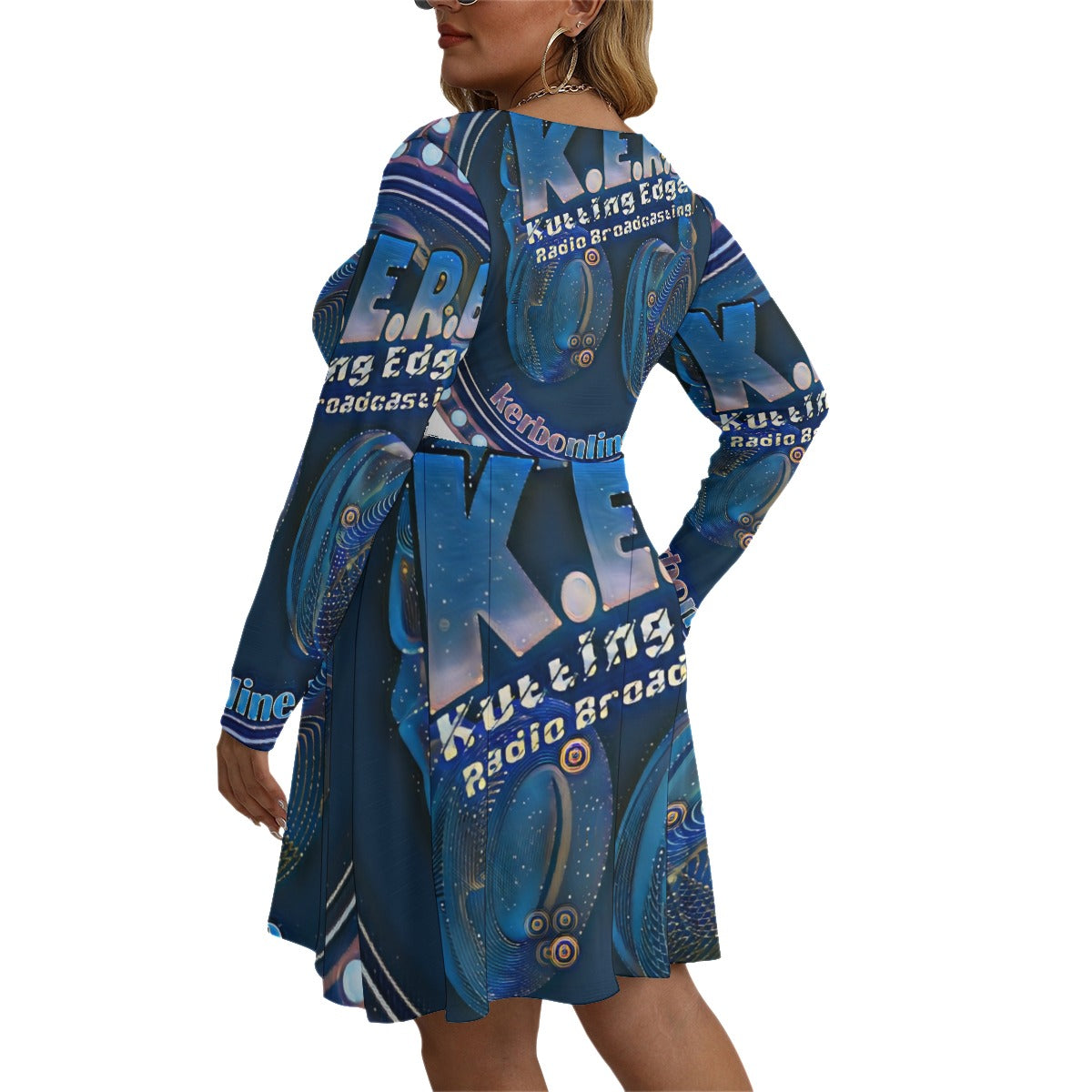 KERB Galaxy Logo Long Sleeve Dress(Plus Size)