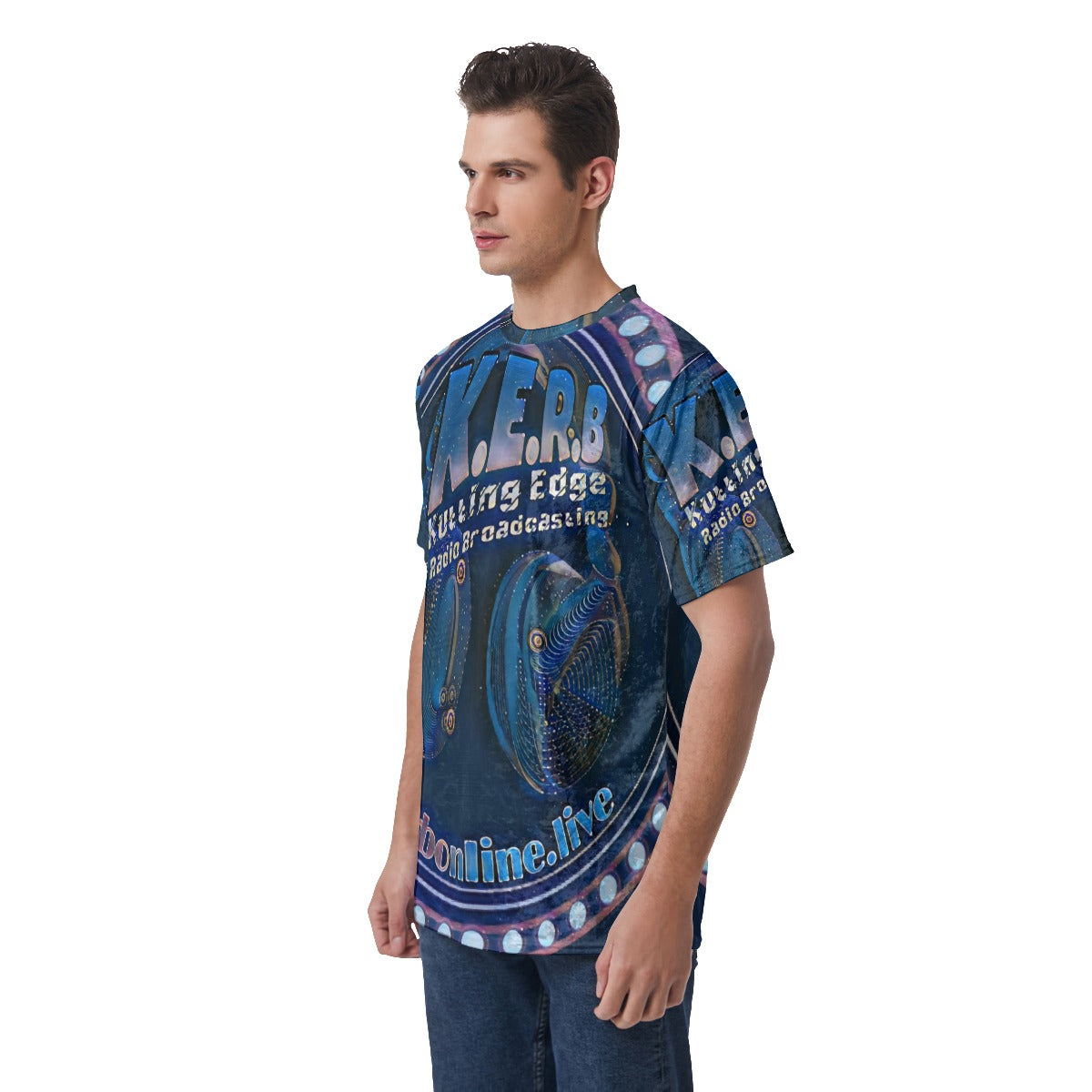 KERB Galaxy Logo Men's Velvet T-Shirt - BLUE