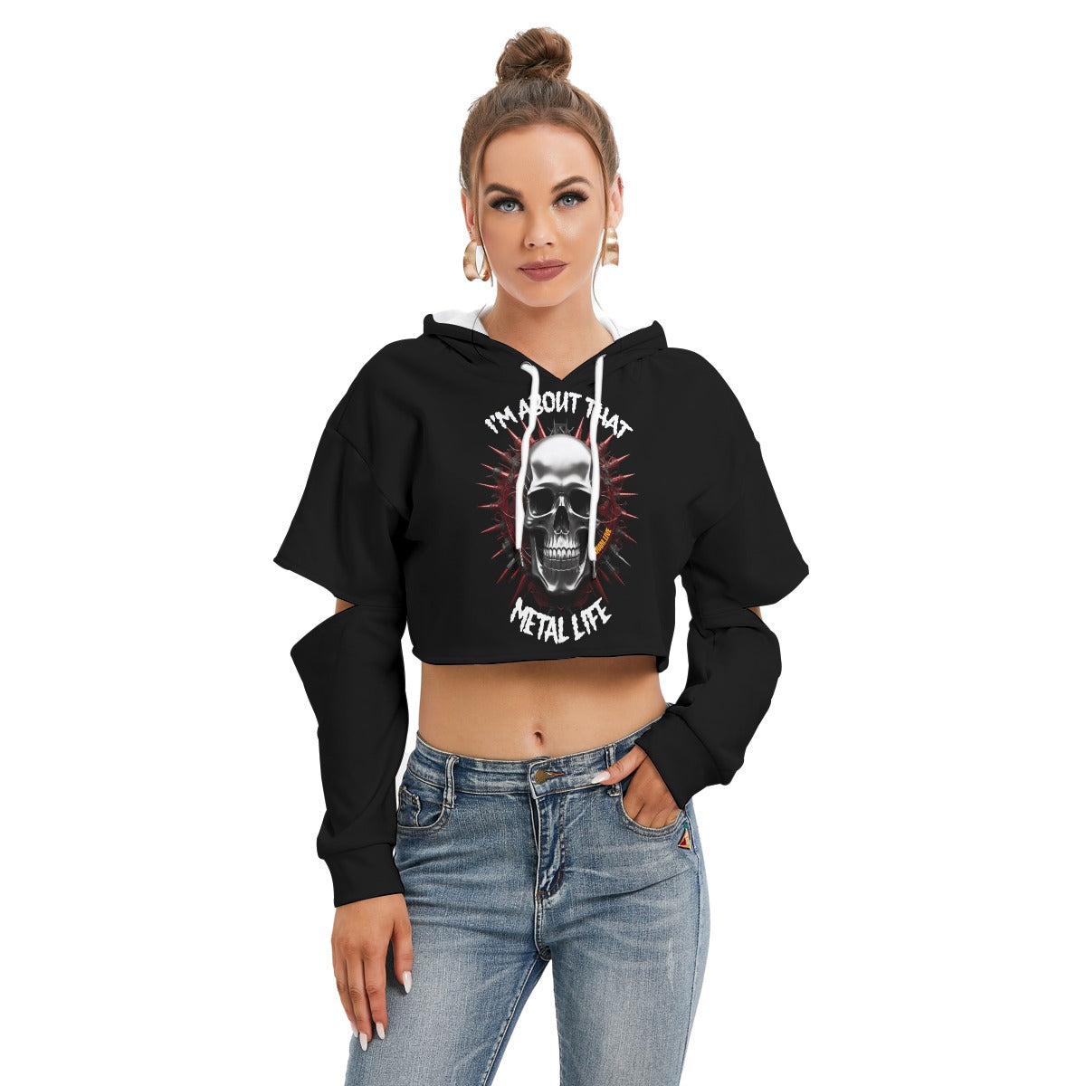 K-RAM About That Life Women's Heavy Fleece Hoodie With Hollow Out Sleeve