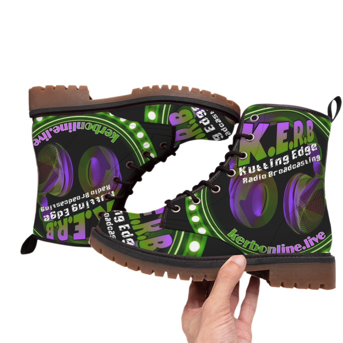 KERB Purple and Lime Logo Men's Martin Short Boots
