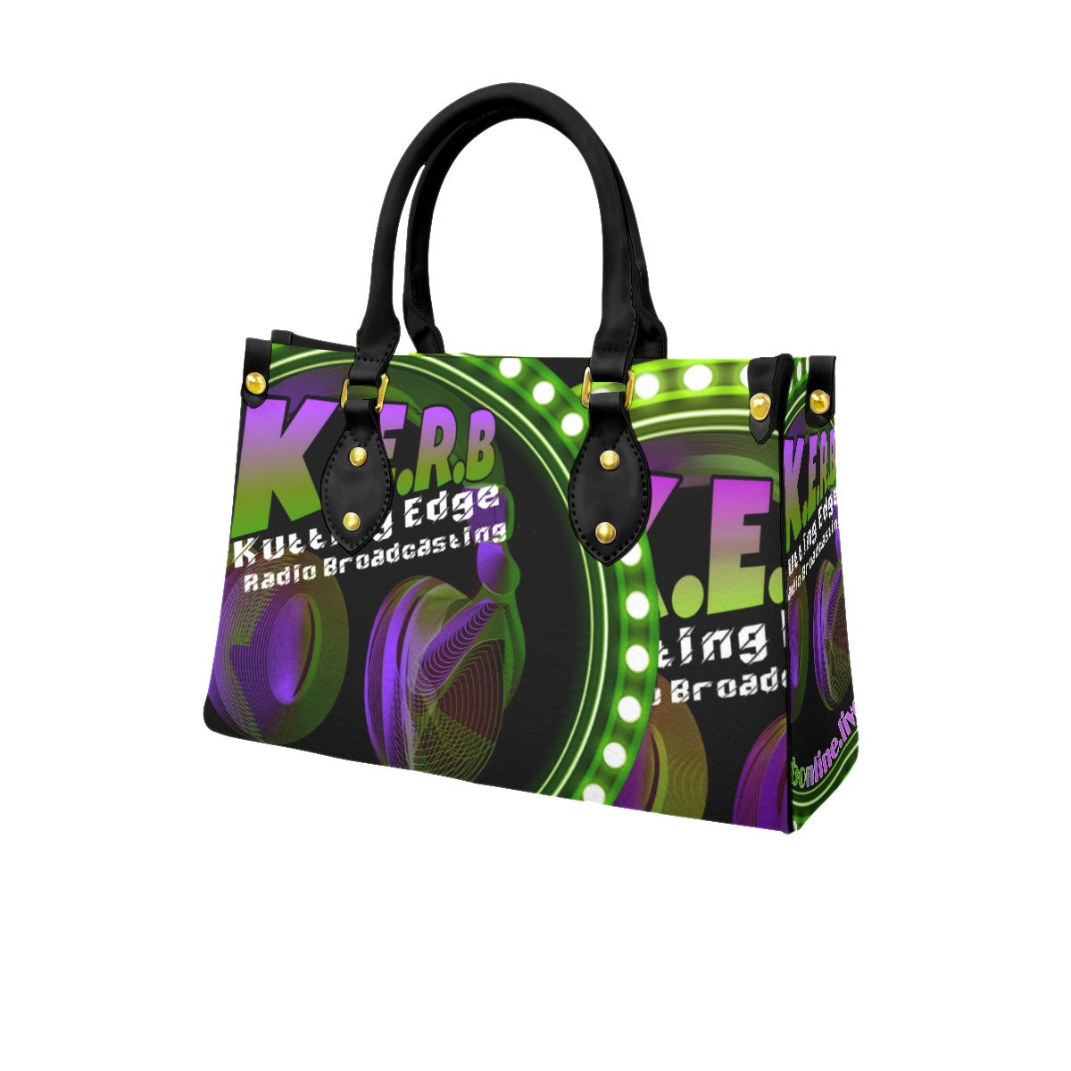KERB Purple and Lime Logo Purse with Black Handle