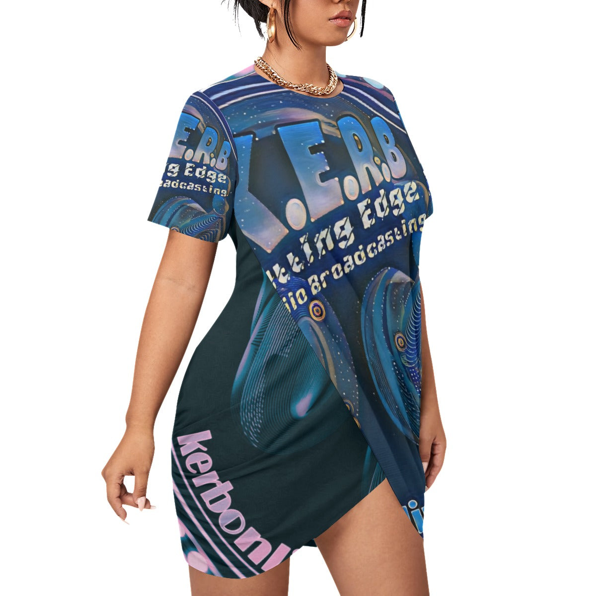 KERB Galaxy Logo Women’s Stacked Hem Dress With Short Sleeve (Plus Size)