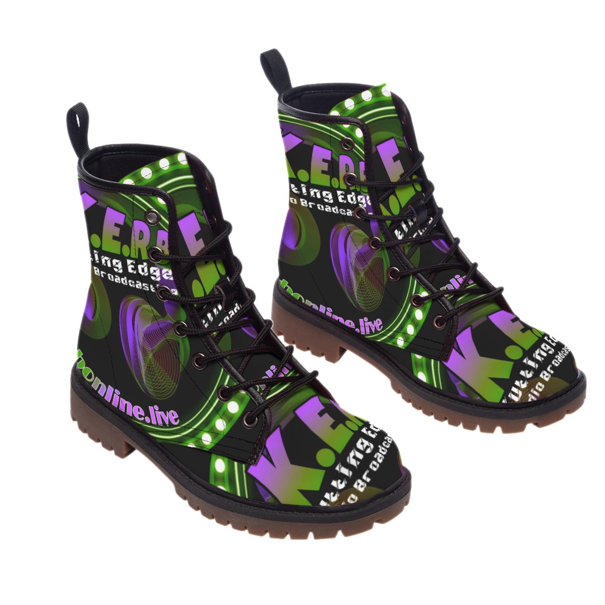 KERB Purple and Lime Logo Men's Martin Short Boots
